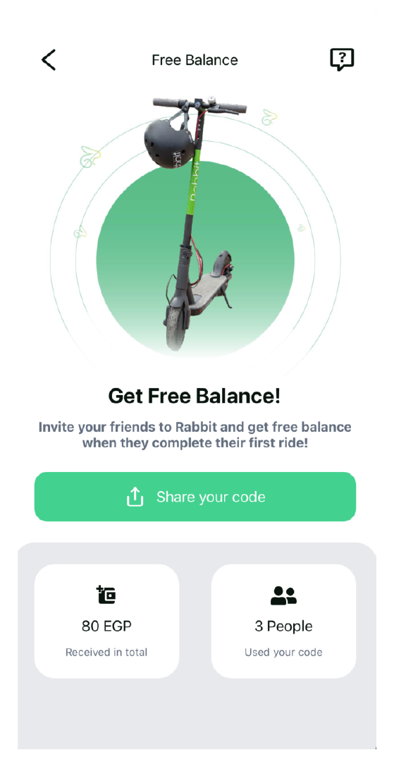 Screenshot showing how to Get Free Balance in the app